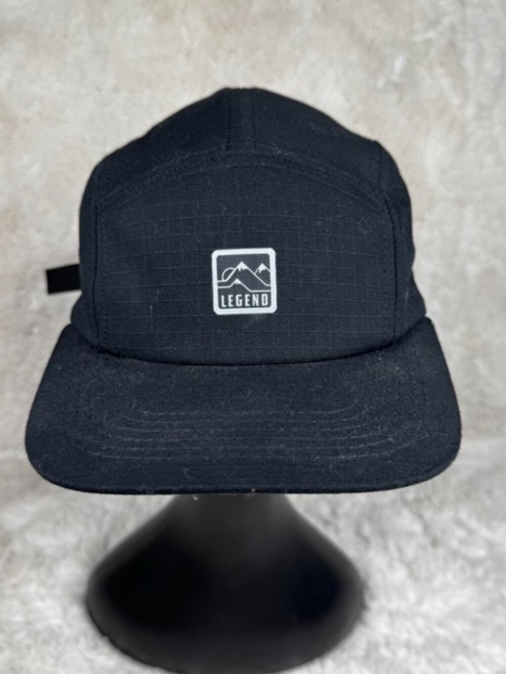 Legend Headwear Mountain 5 Panel Camper Hat Black Ripstop USA Made Strapback